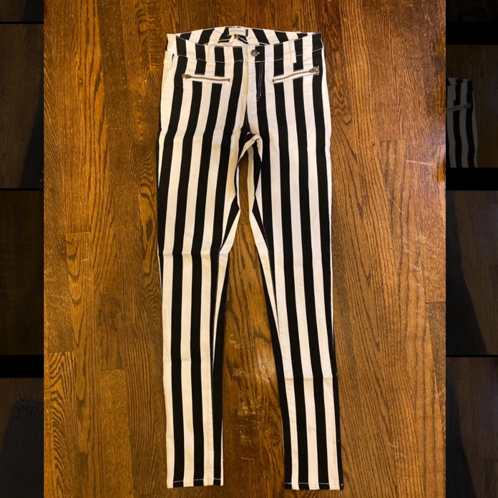 Black & white striped jeans